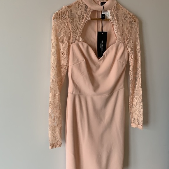 NEW with Tags Weekend MaxMara Pink High Choker Lace Sleeves Evening Dress Size 2 - Picture 5 of 17